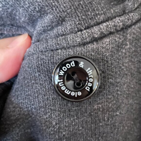 Vtg Hooded warm button gray coat jacket grey element - Picture 7 of 7